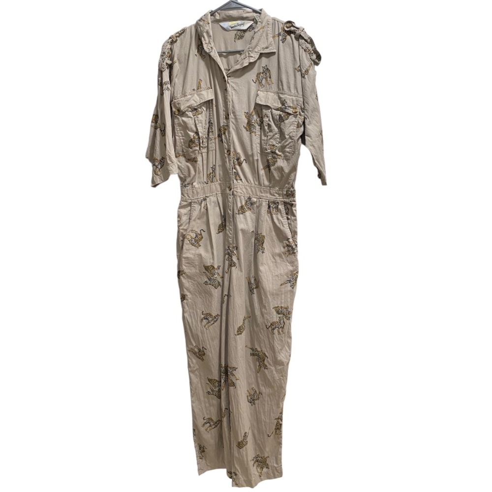 VINTAGE DIANE VON FURSTENBERG TIGER PRINT SAFARI JUMPSUIT Womens Size 10